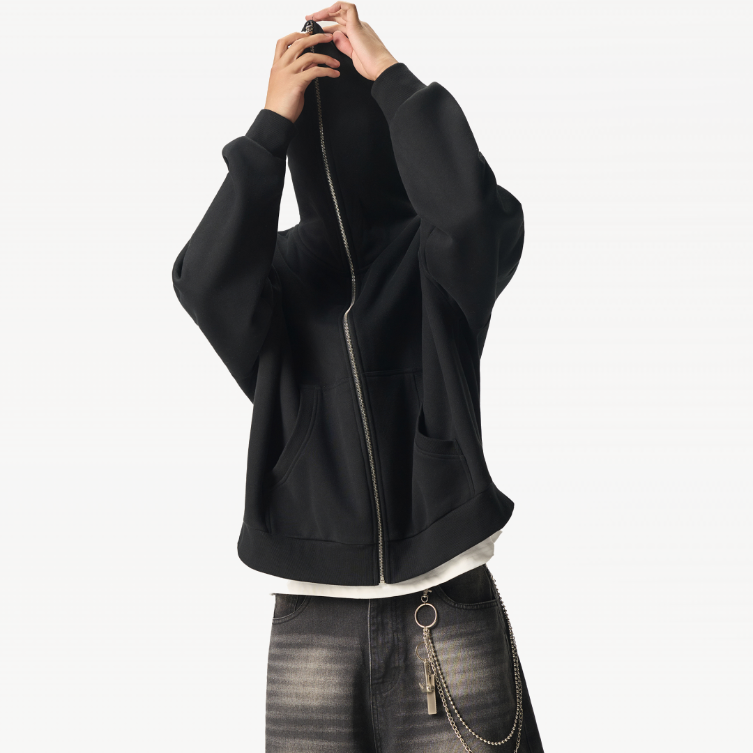 Fleeced Full-Zip Boxy Hoodie