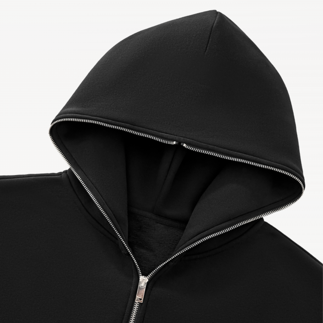 Fleeced Full-Zip Boxy Hoodie