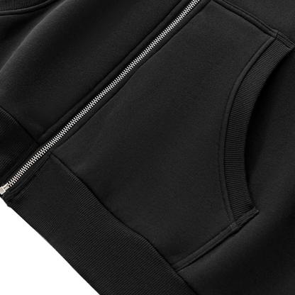 Fleeced Full-Zip Boxy Hoodie