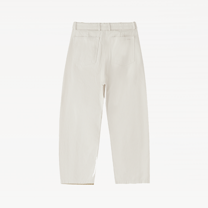 Twisted-Seam Belted Curved-Blade Pants
