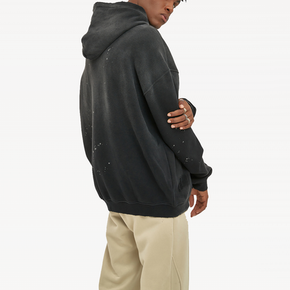 Vintage Wash Frayed Fleece Hoodie